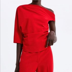 Zara Asymmetric Red Blouse S